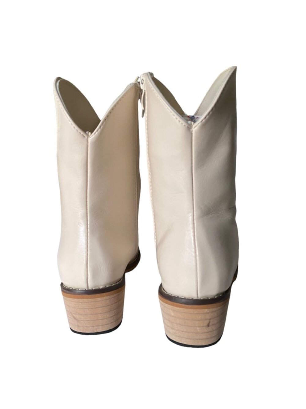 Ankle Bootie Women's Size 35 US 4. 5 Polyurethane Cream Zipper Pointed Toe - Picture 14 of 16